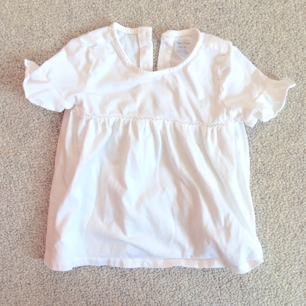 Ralph Lauren: 12-18 mo white ruffle sleeve top